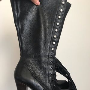Lace up black boots